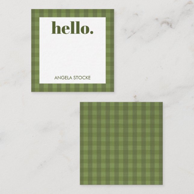 Carte De Correspondance Personalized Green Gingham (Devant / Derrière)