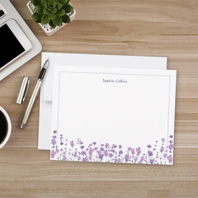 Carte De Correspondance Personalized Lavender Floral Note Card (Créateur téléchargé)