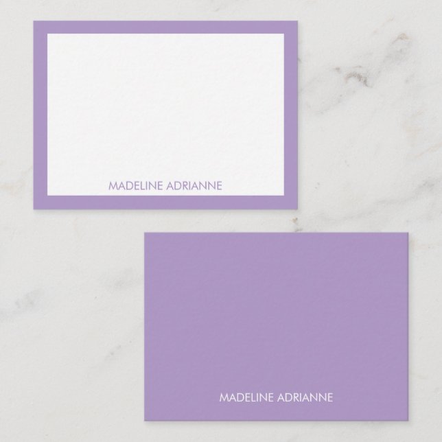 Carte De Correspondance Personalized Modern Minimal Lavender Name  (Devant / Derrière)
