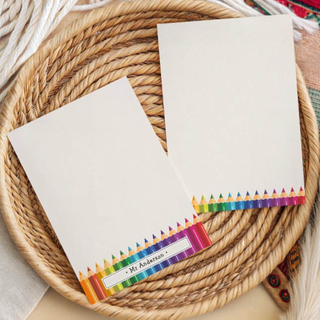 Carte De Correspondance Personalized Name Colorful Pencils Teacher's (Créateur téléchargé)