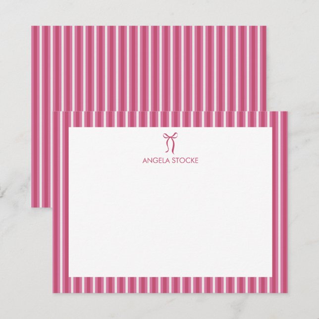 Carte De Correspondance Personalized Name Pink Bow (Devant / Derrière)