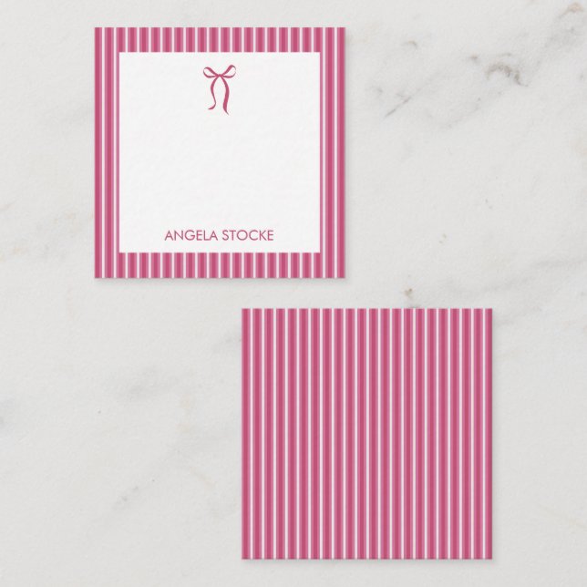 Carte De Correspondance Personalized Name Pink Bow (Devant / Derrière)