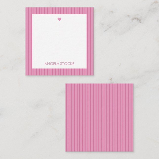Carte De Correspondance Personalized Pink Stripe (Devant / Derrière)