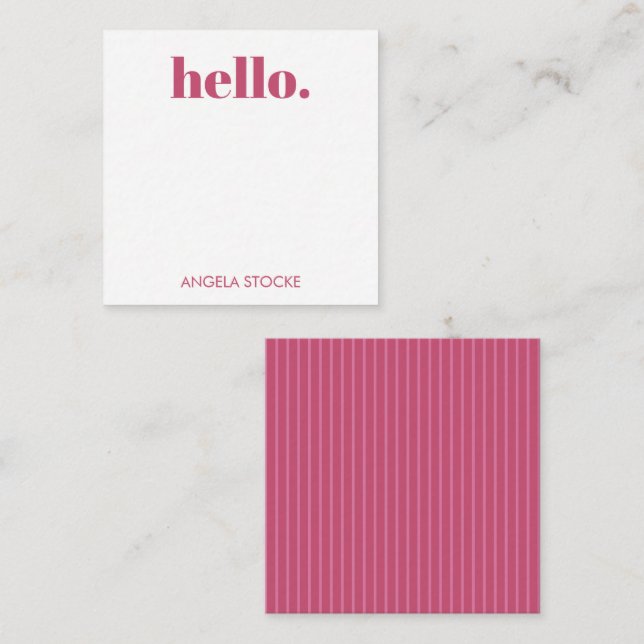 Carte De Correspondance Personalized Pink Stripe (Devant / Derrière)
