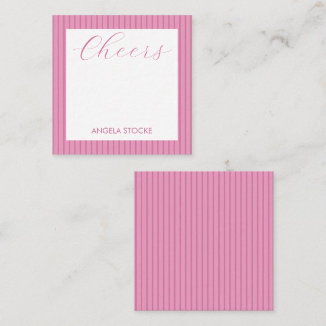 Carte De Correspondance Personalized Pink Stripe (Devant / Derrière)