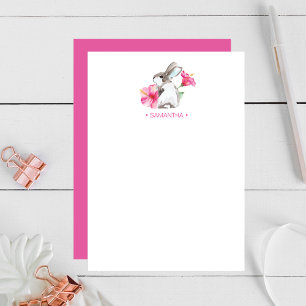 Carte de correspondance personnalisée Lapin Rose