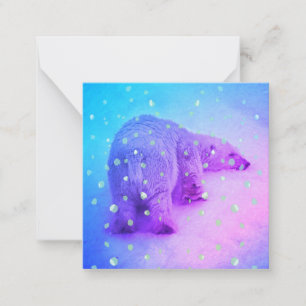 Carte De Correspondance Petit Ours Polaire qui met sa tête sur la neige