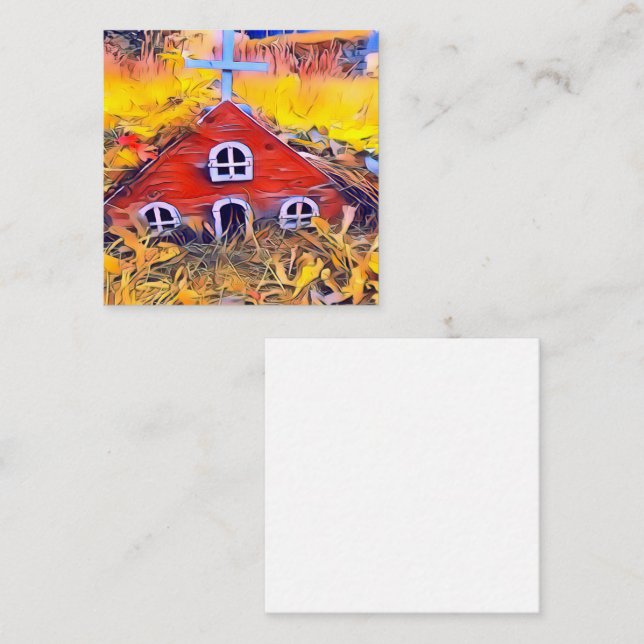 Carte De Correspondance Petite maison de fée rouge (Devant / Derrière)