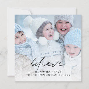 Carte De Correspondance PETITE TAILLE Photo Croire Script Nom Joyeux Fêtes
