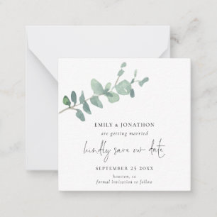 Carte De Correspondance PETITE TAILLE   Script Green Eucalyptus Enregistre
