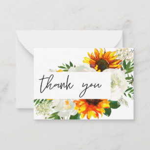Carte De Correspondance Petite Tournesol Artsty Floral - Blanc 2 Merci
