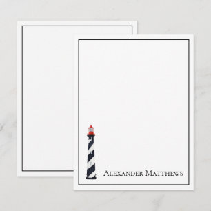 Carte De Correspondance Phare de plage côtière nautique Personnalisé