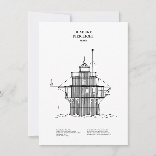 Carte De Correspondance Phare lumineux de Duxbury Pier - Massachusetts - B (Devant)