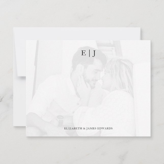 Carte De Correspondance Photo Arrière - plan Monogram Couple Initiales (Devant)