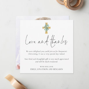 Carte De Correspondance Photo Cross Baptême Christening Love Thanks