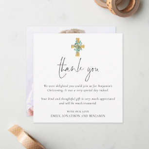 Carte De Correspondance Photo Cross Baptême Christening Merci