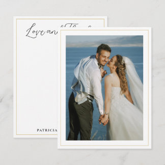Carte De Correspondance Photo de couple de mariage Nom Amour et remercieme