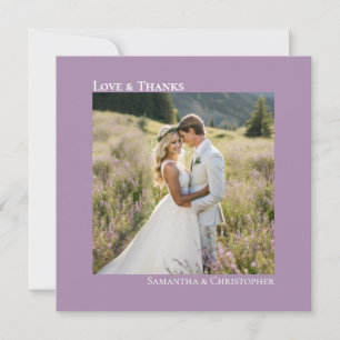 Carte De Correspondance Photo de mariage minimal lavande Amour & Merci