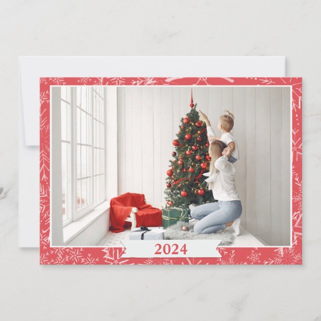 Carte De Correspondance Photo simple rouge et blanche (Devant)