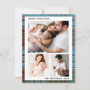 Carte De Correspondance Photos de famille Baies Noël Vacances Tartan