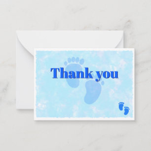 Carte De Correspondance Pieds de bébé Garçon Baby Shower Remerciement pers