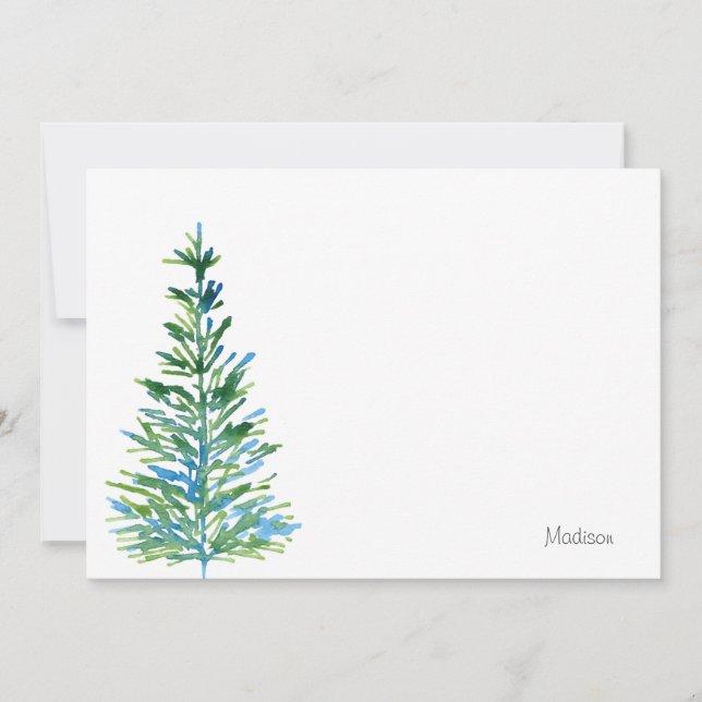 Carte De Correspondance Pin sylvestre aquarelle bleu vert (Devant)