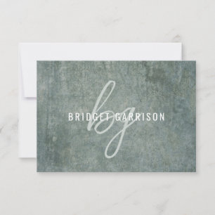 Carte De Correspondance Pinceau gris bleu ardoise monogrammé peint