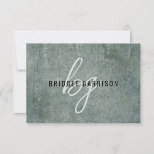 Carte De Correspondance Pinceau gris bleu ardoise monogrammé peint