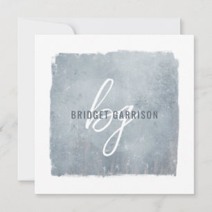 Carte De Correspondance Pinceau gris bleu monogramme peint