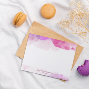 Carte De Correspondance Pink Fuchsia Violet Watercolor Add Your Name