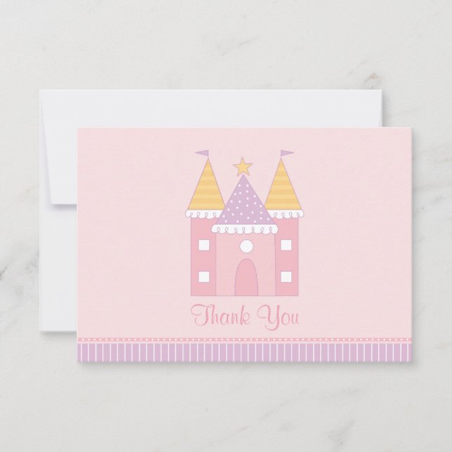 Carte De Correspondance Pink Princess Castle Girls Fête d'anniversaire (Devant)