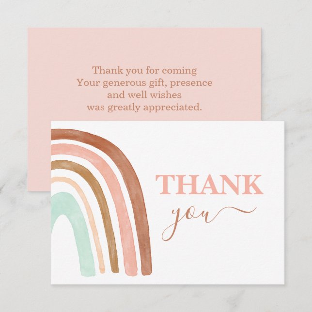 Carte De Correspondance Pink Rainbow merci (Devant / Derrière)