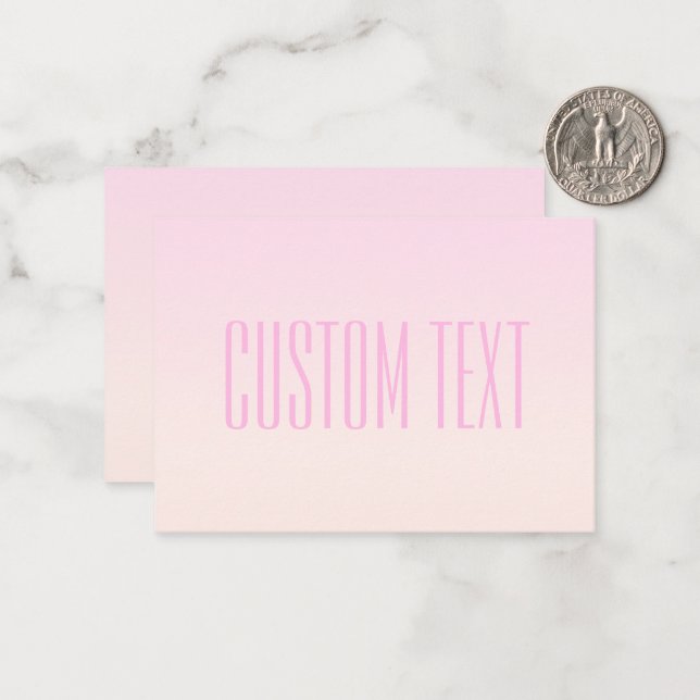 Carte De Correspondance Pink to Peach Sunset Ombre avec texte personnalisa (Devant/Arrière en situation)