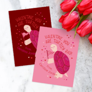 Carte De Correspondance Pink Turtle y Rad School Classe Enfant Valentine