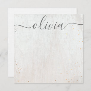 Carte De Correspondance Pink Watercolor Signature Script Note Card