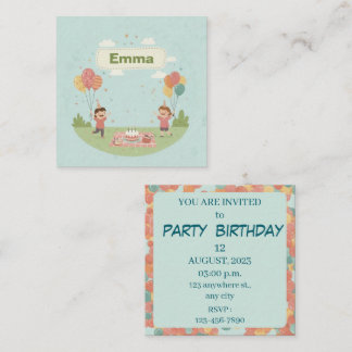 Carte De Correspondance Pique-nique d'anniversaire, joli style rétro