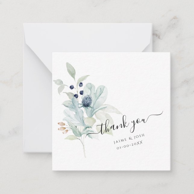 Carte De Correspondance PixDezines Dusty Blue Aquarelle Cotton Buds (Devant)