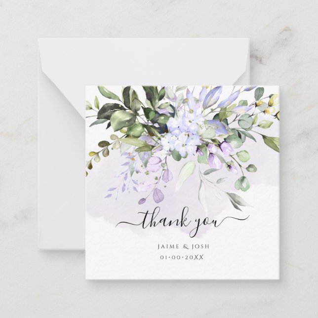 Carte De Correspondance PixDezines Elégant Aquarelle Purple+Eucalyptus (Devant)