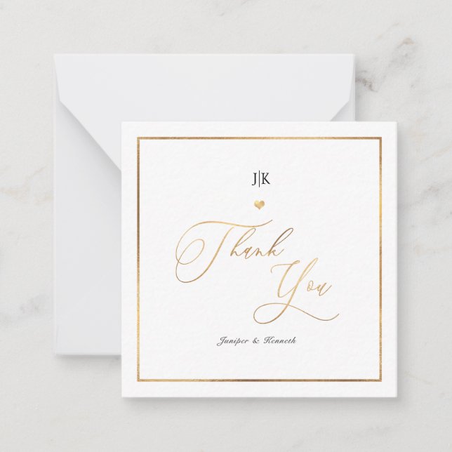Carte De Correspondance PixDezines Faux Gold Classic Thank You Note Card (Devant)