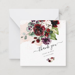 Carte De Correspondance PixDezines Fleurs aquarelles Blush et Bourgogne