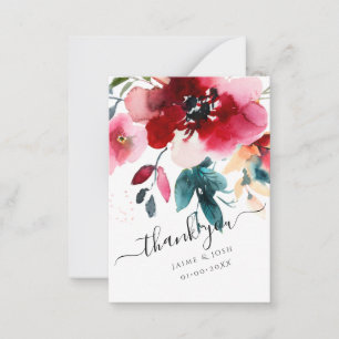 Carte De Correspondance PixDezines Fleurs d'aquarelle Ombre Roses Bourgogn