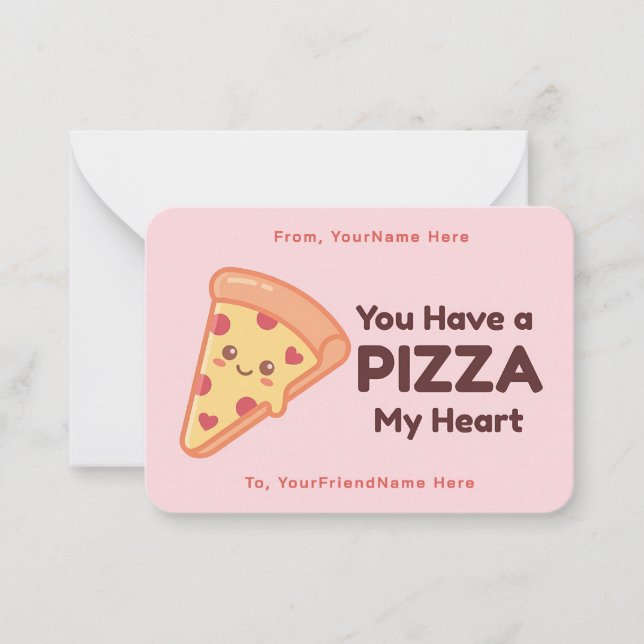 Carte De Correspondance Pizza Valentine Classroom Note Card  (Devant)