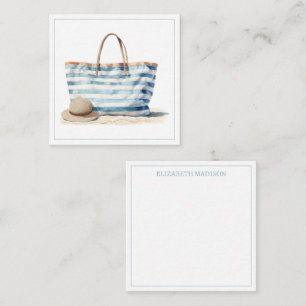 Carte De Correspondance Plage Bleu et Bleu Blancs Fourre-tout