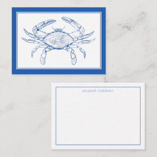 Carte De Correspondance Plage côtière Océan Crabe Bleu Personnalisé
