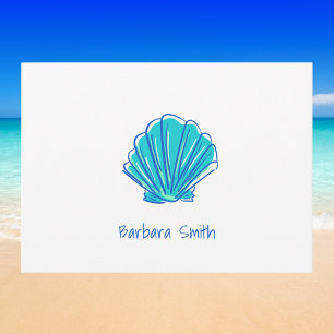 Carte De Correspondance Plage côtière Shell Merci bleu personnalisé