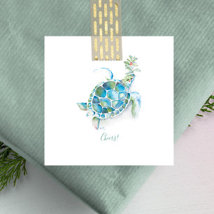Carte De Correspondance Plage de la Tortue de Mer Mini Noël