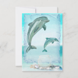 Carte De Correspondance Plage Dolphins Aquarelle Art