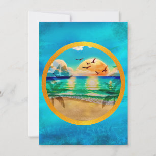 Carte De Correspondance Plage Tropicale Moderne Palmiers Coucher de Soleil