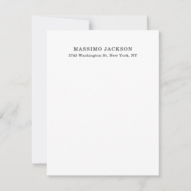 Carte De Correspondance Plain Elegant Classical Black White Minimalist (Devant)