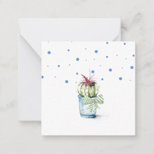 Carte De Correspondance Plante de cactus à pointes bleu et vert